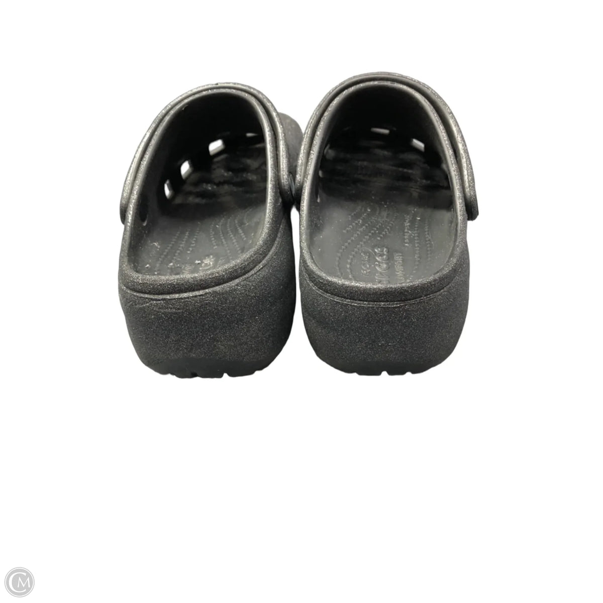 Shoes Flats By Crocs In Silver, Size: 8