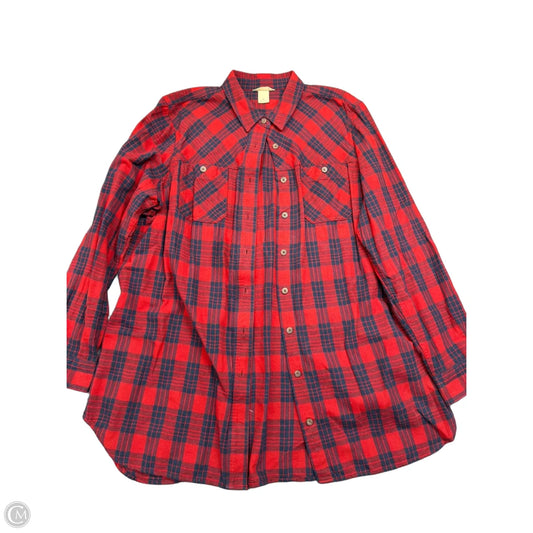 Top Long Sleeve By Duluth Trading In Plaid Pattern, Size: Xl