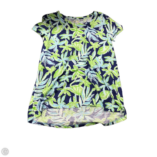 Top Short Sleeve Designer By Lilly Pulitzer In Blue & Green, Size: M
