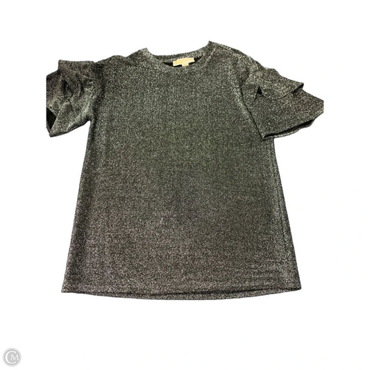 Blouse Short Sleeve By Michael By Michael Kors In Silver, Size: S