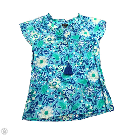 Blouse Short Sleeve By Talbots In Blue & Green, Size: S