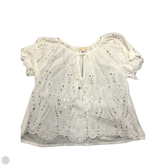 Blouse Short Sleeve By Michael By Michael Kors In White, Size: M