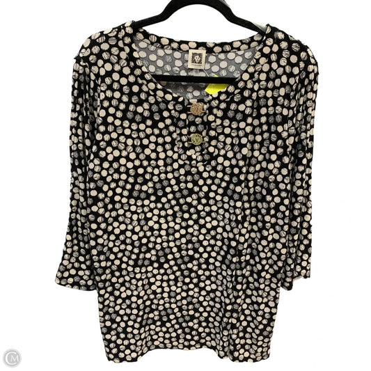 Top Long Sleeve By Anne Klein In Black & Tan, Size: 1x