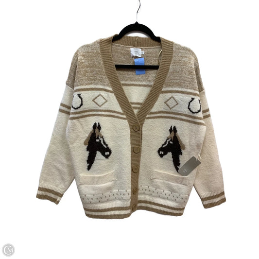Cardigan By Clothes Mentor In Cream & Tan, Size: Xs