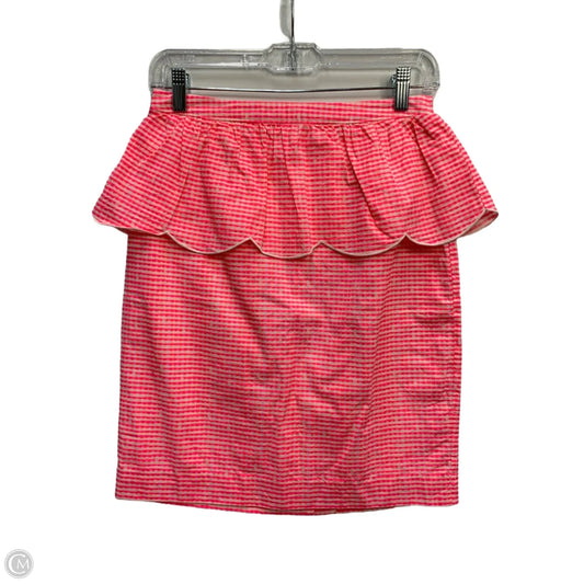 Skirt Midi Designer By Lilly Pulitzer In Pink & White, Size: 4