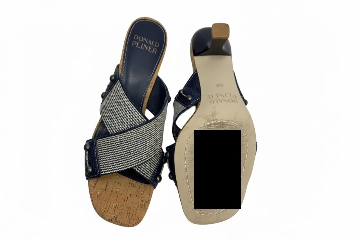 Shoes Heels Kitten By Donald Pliner In Blue & Cream, Size: 6