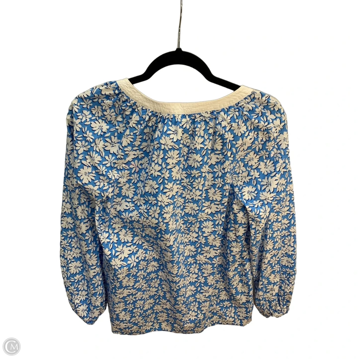 Top Long Sleeve Designer By Lilly Pulitzer In Blue & White, Size: M