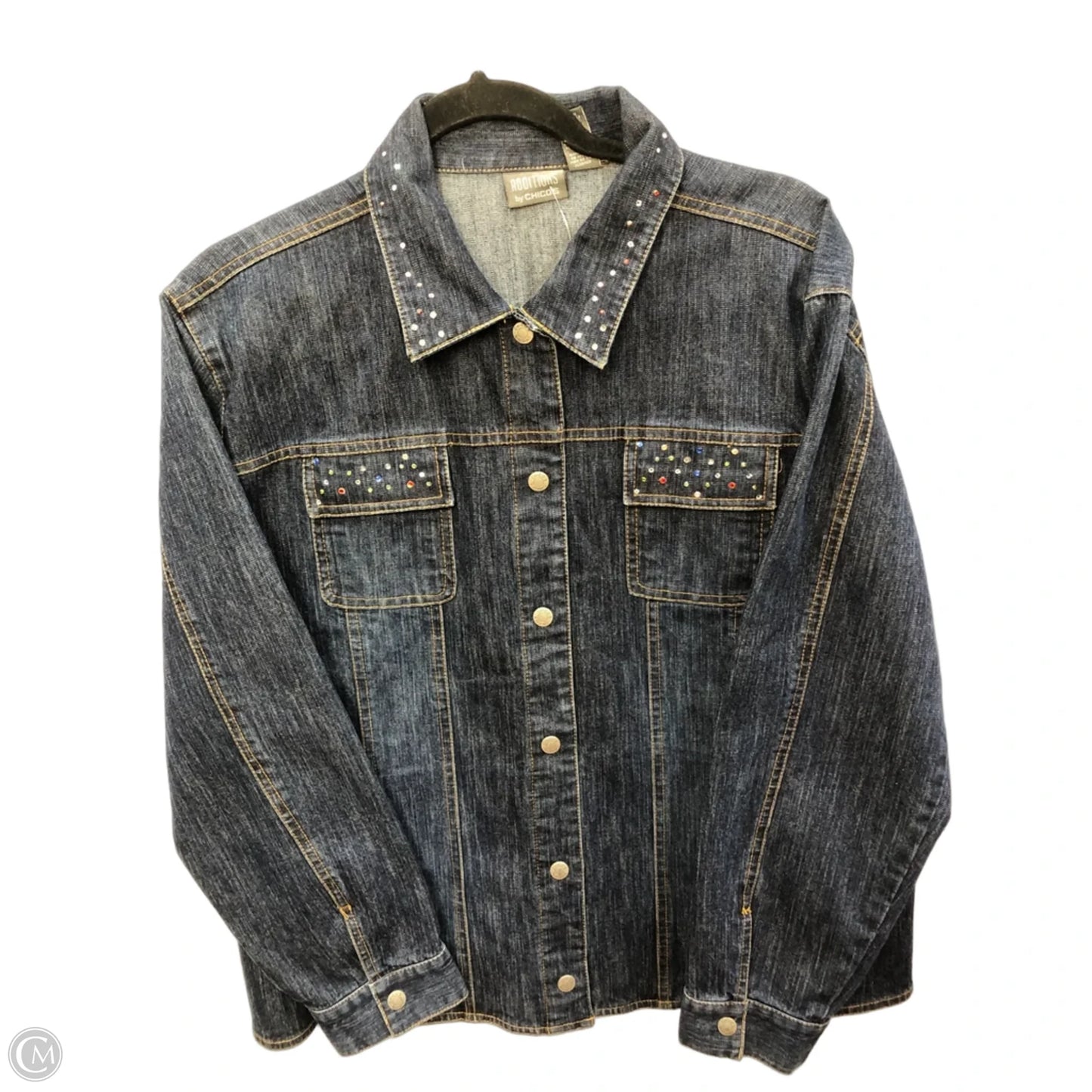 Jacket Denim By Chicos In Blue Denim, Size: 8