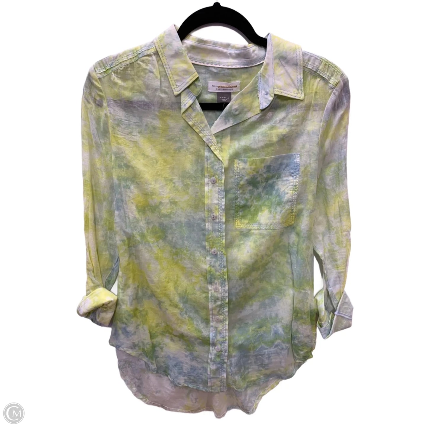 Top Long Sleeve By Anthropologie In Green, Size: Xs