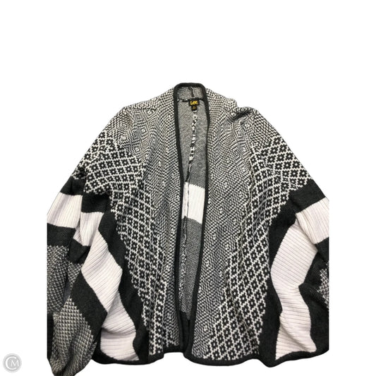 Sweater Cardigan By Lee In Grey & White, Size: Xl