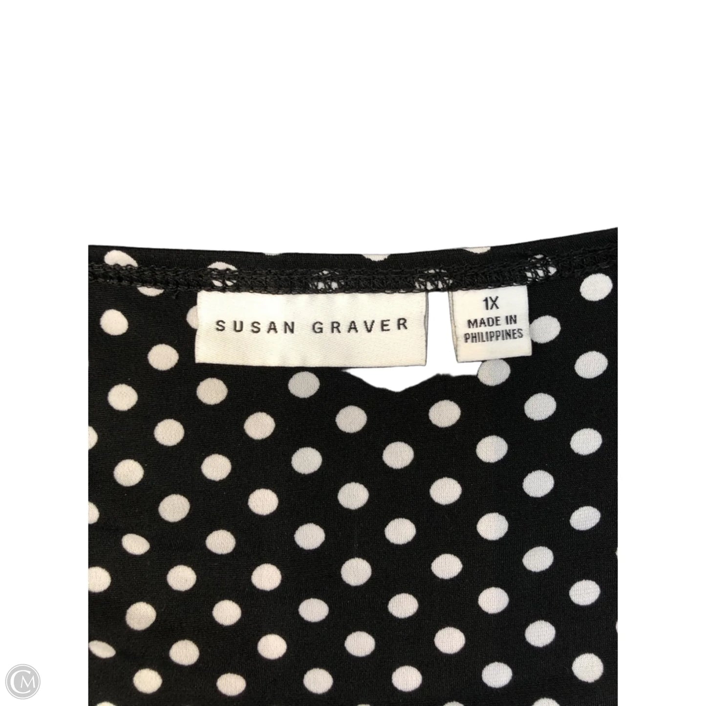 Top Short Sleeve By Susan Graver In Black & White, Size: 1x