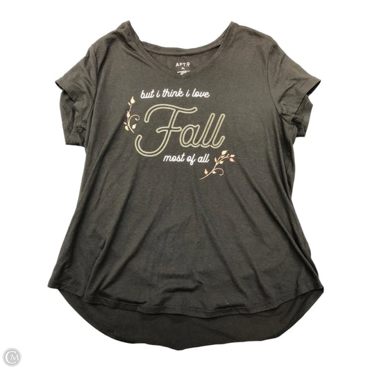 Top Short Sleeve By Apt 9 In Black, Size: Xl