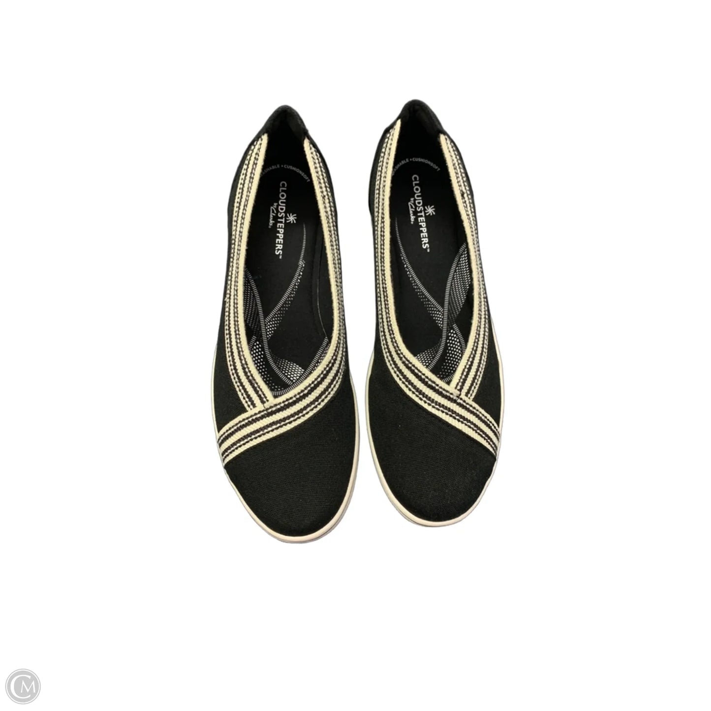 Shoes Flats By Clarks In Black & White, Size: 9.5