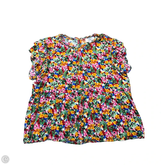 Blouse Short Sleeve By Umgee In Floral Print, Size: Xl