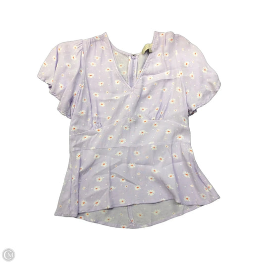 Top Short Sleeve By Loft In Purple, Size: 0