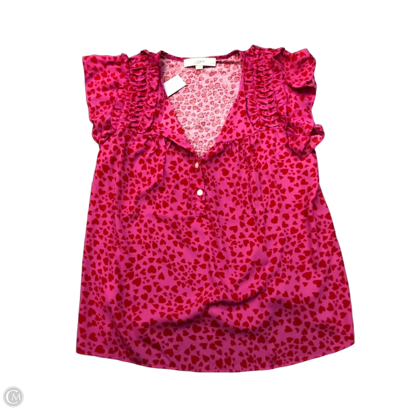 Blouse Short Sleeve By Loft In Pink, Size: S