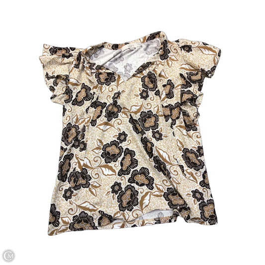 Top Short Sleeve By Loft In Brown, Size: S