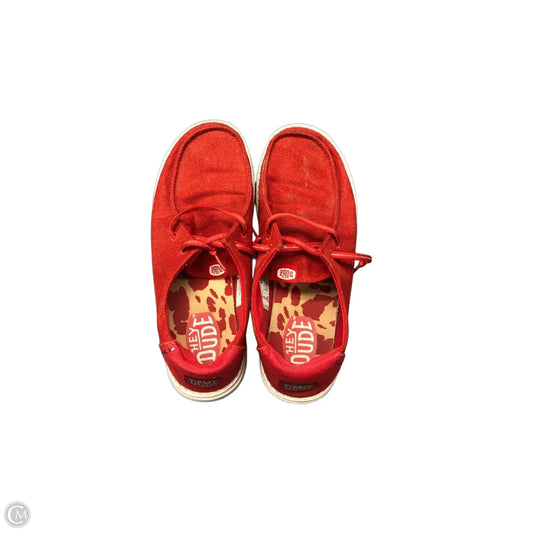 Shoes Flats By Hey Dude In Red, Size: 8
