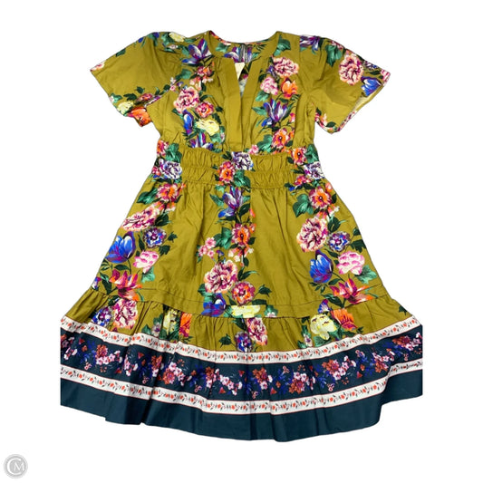 Dress Casual Short By Anthropologie In Green & Purple, Size: S