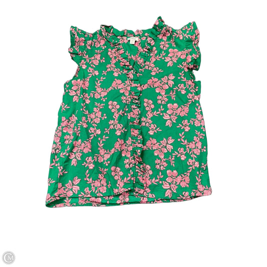 Blouse Short Sleeve By J. Crew In Green & Pink, Size: Xs