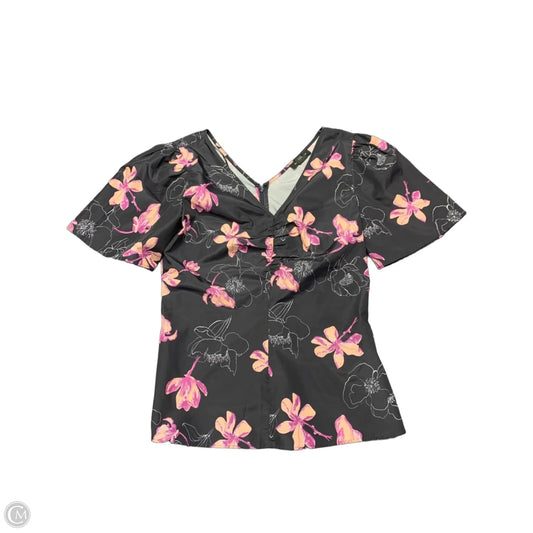 Blouse Short Sleeve By Club Monaco In Black & Purple, Size: S