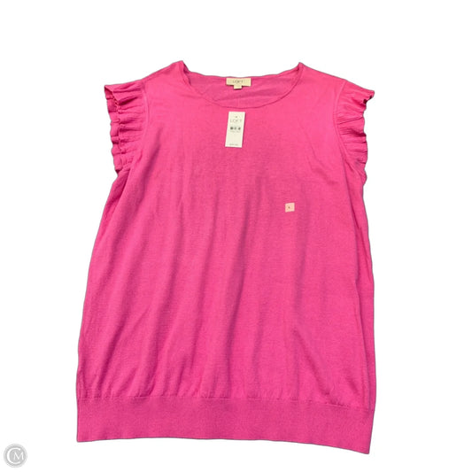 Sweater Short Sleeve By Loft In Pink, Size: L