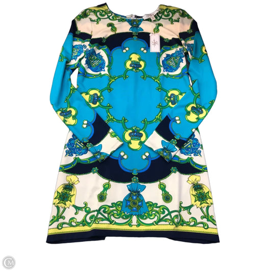 Dress Casual Midi By Julie Brown In Blue & Cream, Size: L