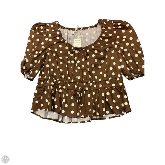 Blouse Short Sleeve By Joie In Brown & Cream, Size: Xl