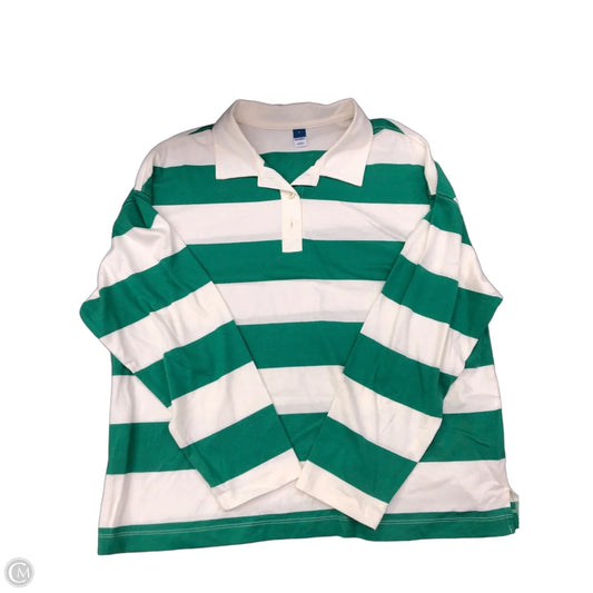 Top Long Sleeve By Old Navy In Cream & Green, Size: L