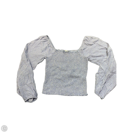 Blouse Long Sleeve By American Eagle In Blue & Cream, Size: M