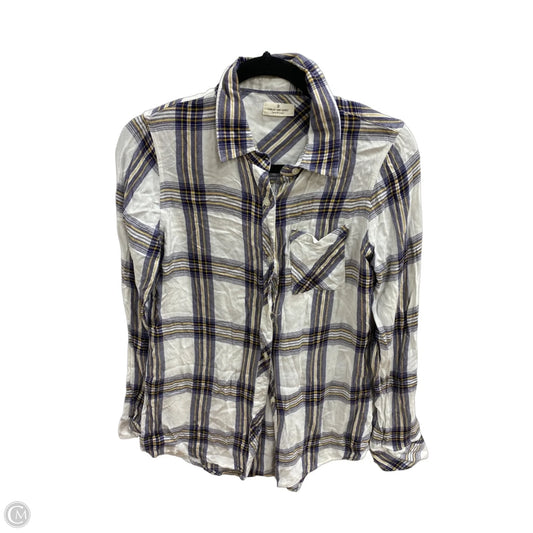 Blouse Long Sleeve By Thread And Supply In Plaid Pattern, Size: M