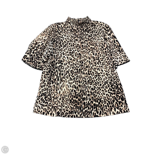 Blouse Short Sleeve By Cable And Gauge In Leopard Print, Size: L