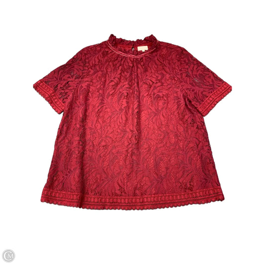 Blouse Short Sleeve By Crown And Ivy In Maroon, Size: Xl