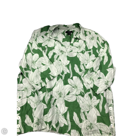 Blouse 3/4 Sleeve By Tahari In Green & White, Size: 2x