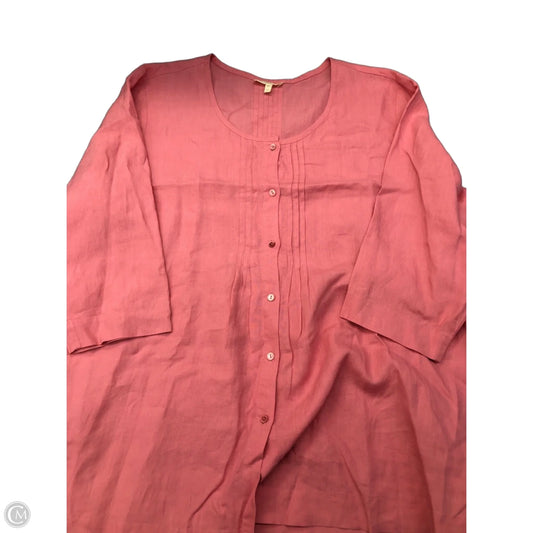 Blouse 3/4 Sleeve By Eileen Fisher In Pink, Size: 2x