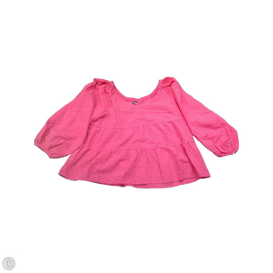 Blouse Long Sleeve By Old Navy In Pink, Size: L