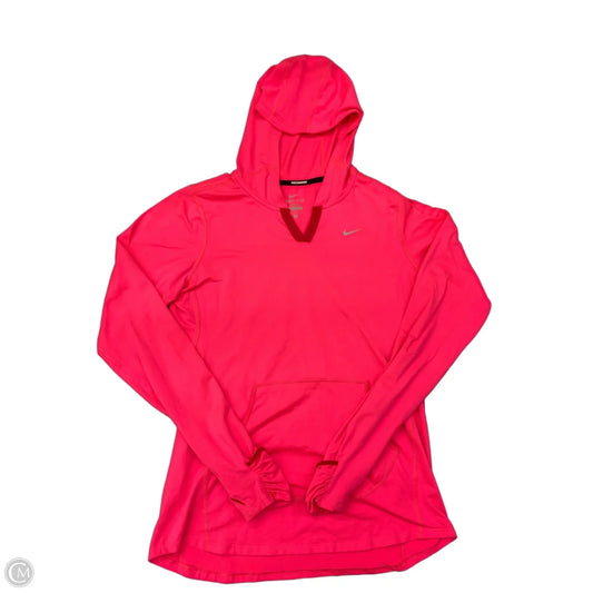 Athletic Top Long Sleeve Hoodie By Nike Apparel In Pink, Size: M