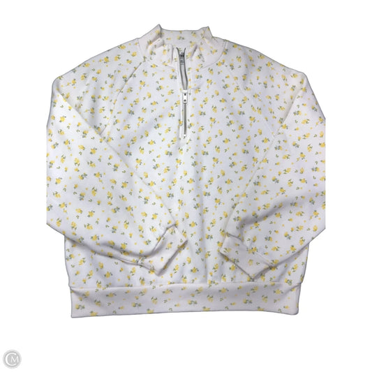 Sweatshirt Collar By Madden Girl In White & Yellow, Size: L