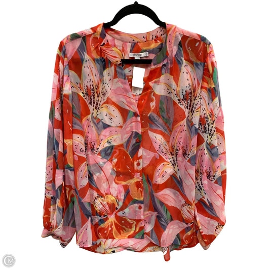 Top Long Sleeve By Chicos In Pink & Red, Size: 18