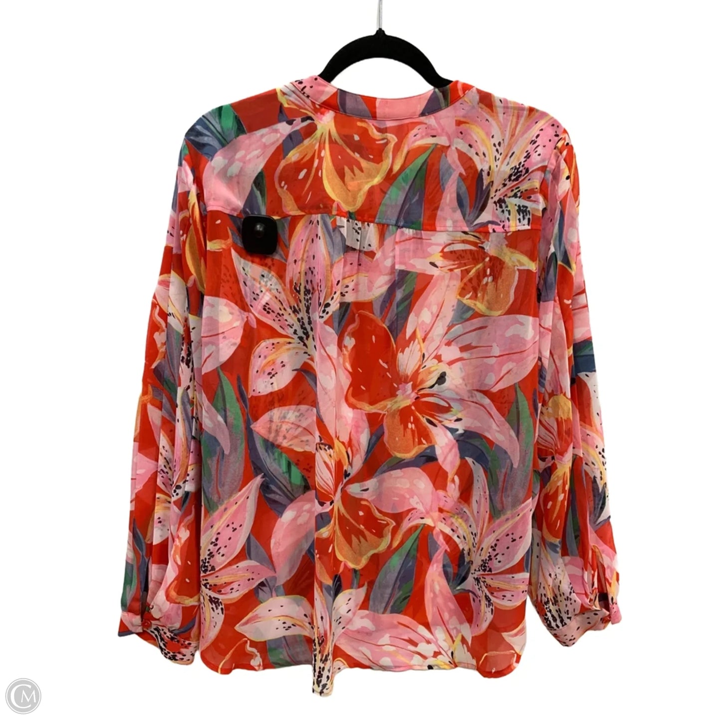 Top Long Sleeve By Chicos In Pink & Red, Size: 18