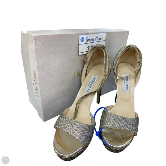 Shoes Luxury Designer By Jimmy Choo In Gold, Size: 10.5