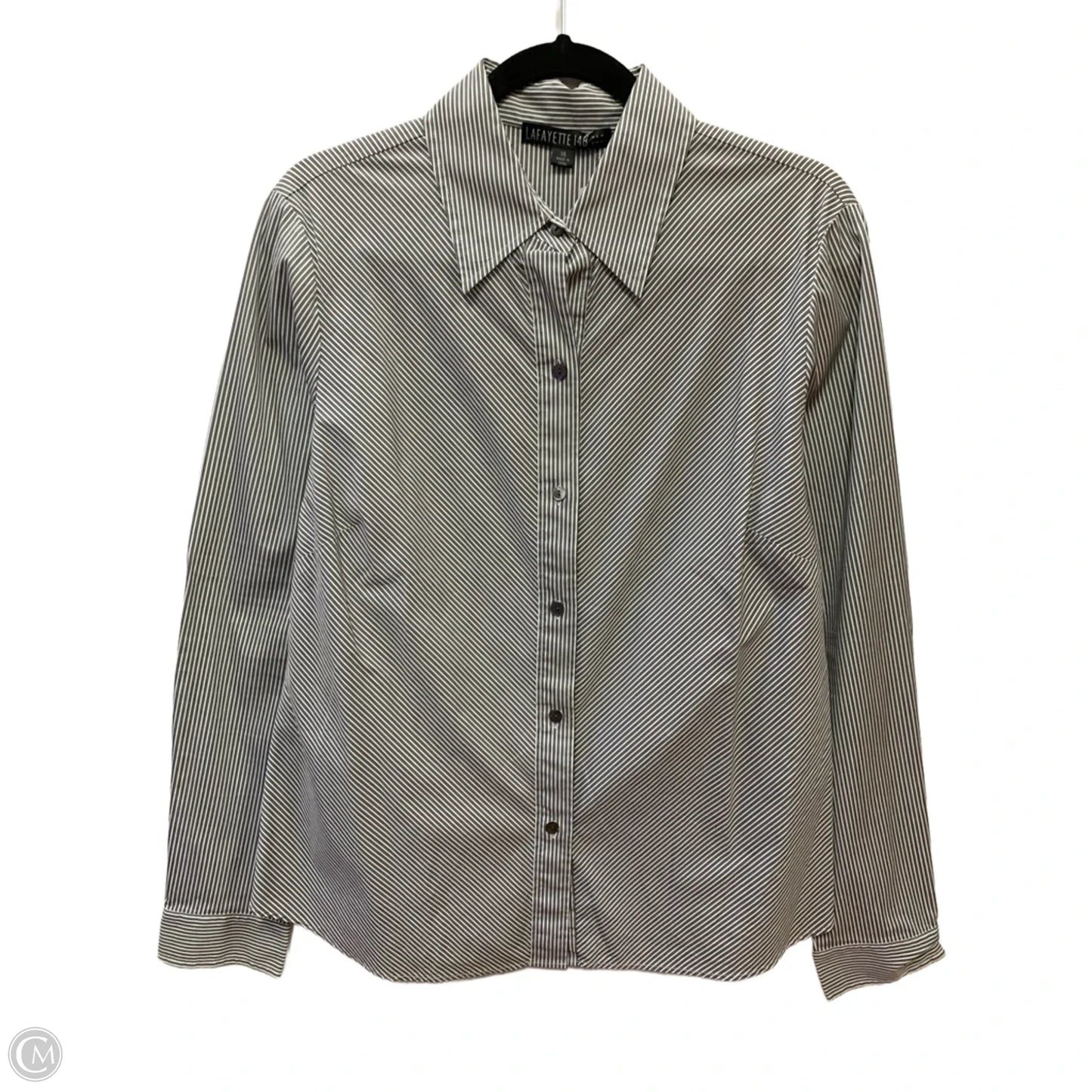 Top Long Sleeve Designer By Lafayette 148 In Striped Pattern, Size: 14