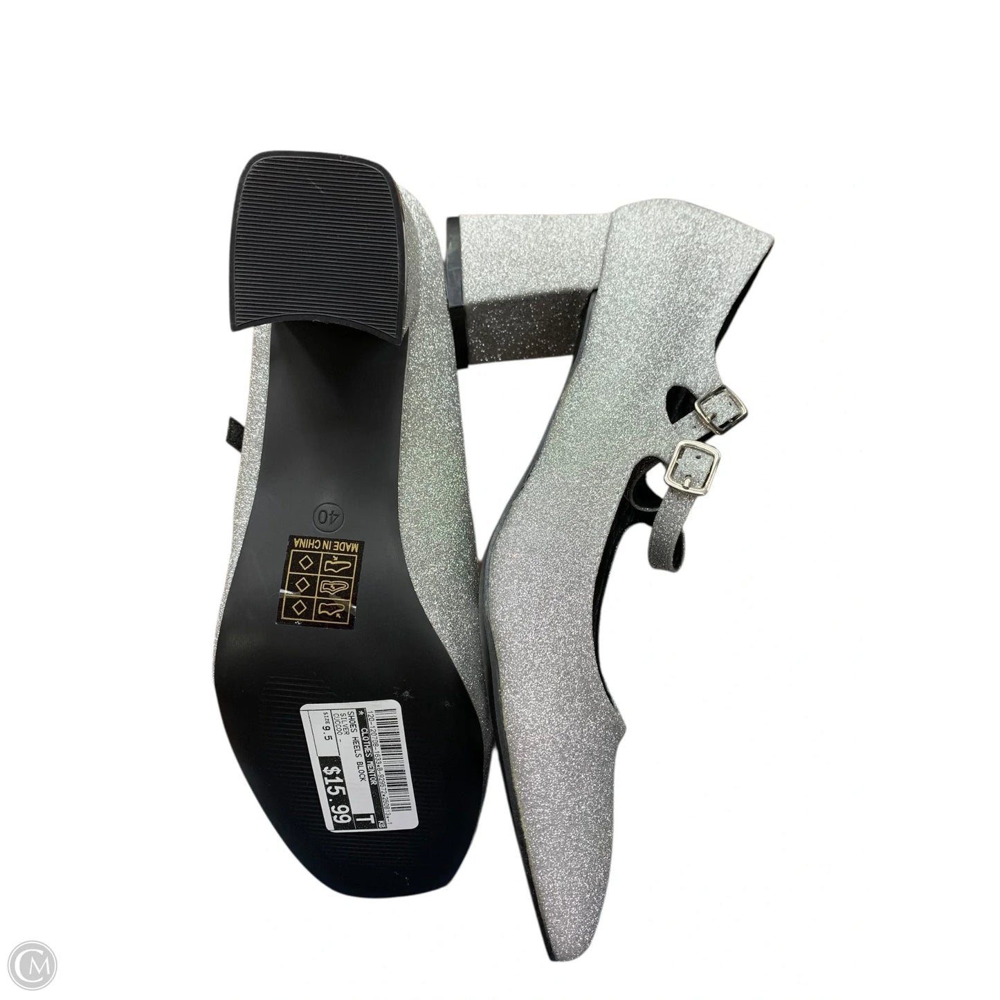 Shoes Heels Block By Clothes Mentor In Silver, Size: 9.5