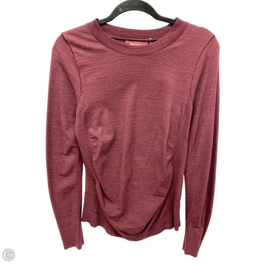 Athletic Top Long Sleeve Collar By Athleta In Maroon, Size: M