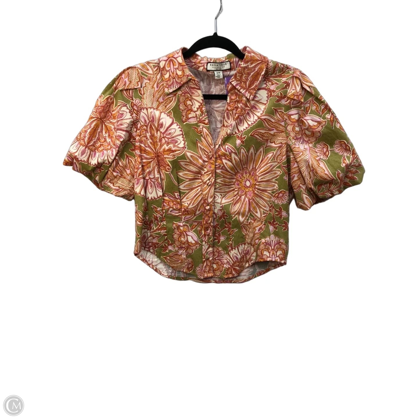 Top Short Sleeve By Bagatelle In Green & Orange, Size: M