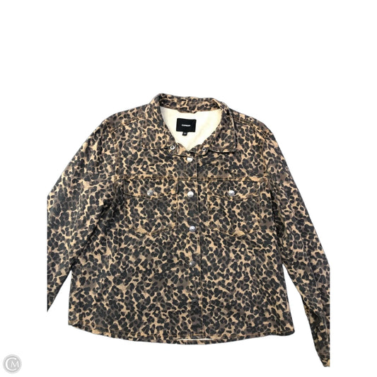 Jacket Denim By Express In Animal Print, Size: L