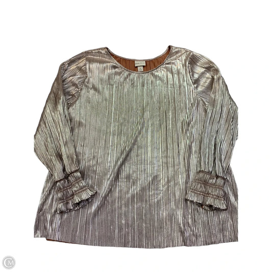 Blouse Long Sleeve By Ava & Viv In Silver, Size: 2x