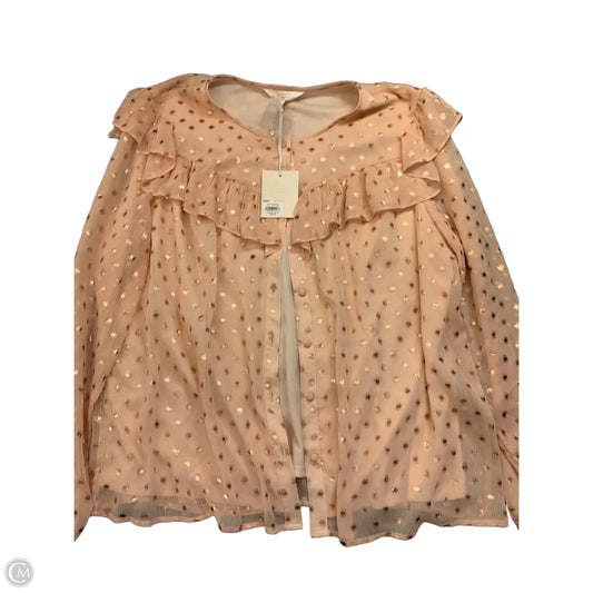 Blouse Long Sleeve By Lauren By Ralph Lauren In Peach, Size: Xl