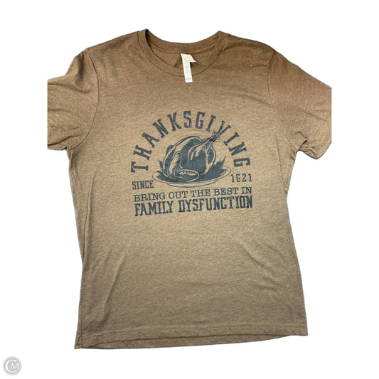 Top Short Sleeve By Canvas In Brown, Size: L