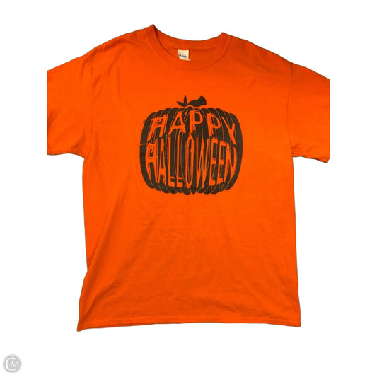 Top Short Sleeve By Gildan In Orange, Size: L